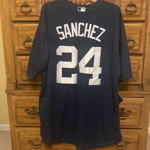 Majestic New York Yankees Jersey Sanchez 24 Button Down Navy Size XXXL